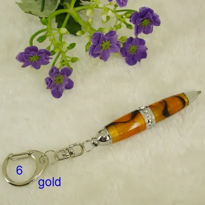 ACMECN мини-брелок шариковая ручка 65 мм длина 8 цветов акриловая шариковая ручка красочный узор Милая ручка для студентов подарки карманная ручка - Цвет: 6 gold