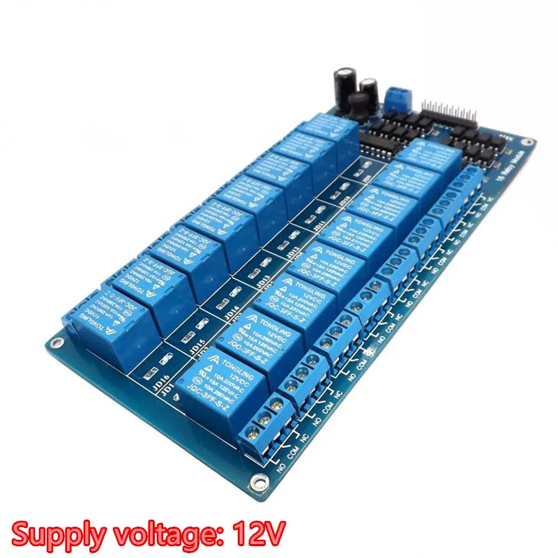 

Sixteen 16 Channel Relay Module Interface Board for arduino With Optocoupler Protection DC 5V 12V