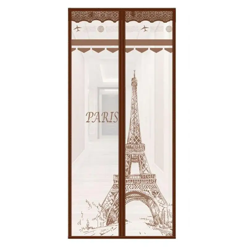 Магнитная москитная сетка, экран, Парижская башня, занавеска для двери, Пыленепроницаемая летняя дверь, прозрачная марлевая занавеска, украшение для дома - Цвет: A