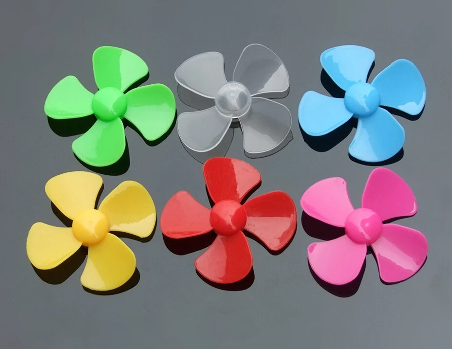 10PCS 60mm Plastic Four-Leaf Propeller Paddle Model Windmill Toys DIY Handmade 