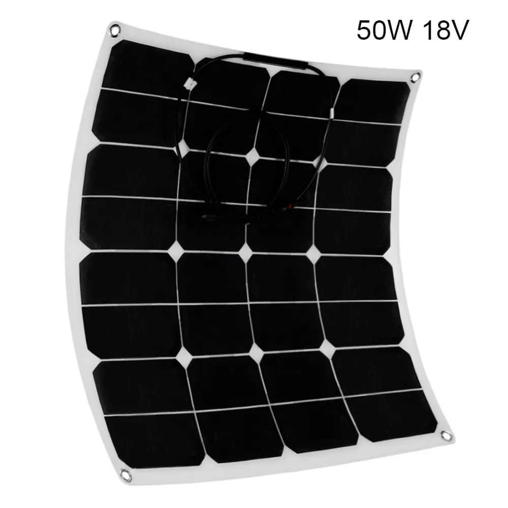 

Uxcell Solar Panel Charger Solar Cell 50W 18V Ultra Thin Flexible with MC4 Connector Charging for RV Boat Cabin Tent Car