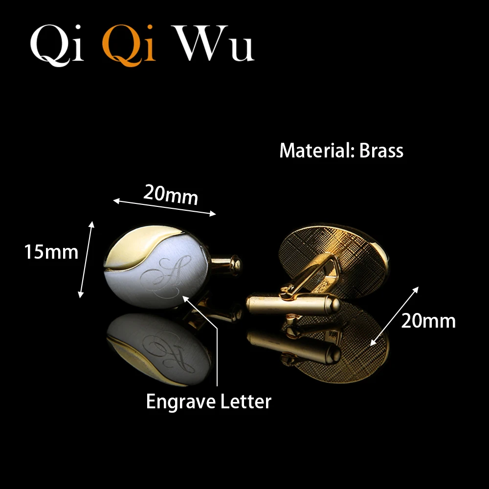 Золотые запонки для мужчин Qi Wu индивидуальные свадебные подарки с гравировкой на