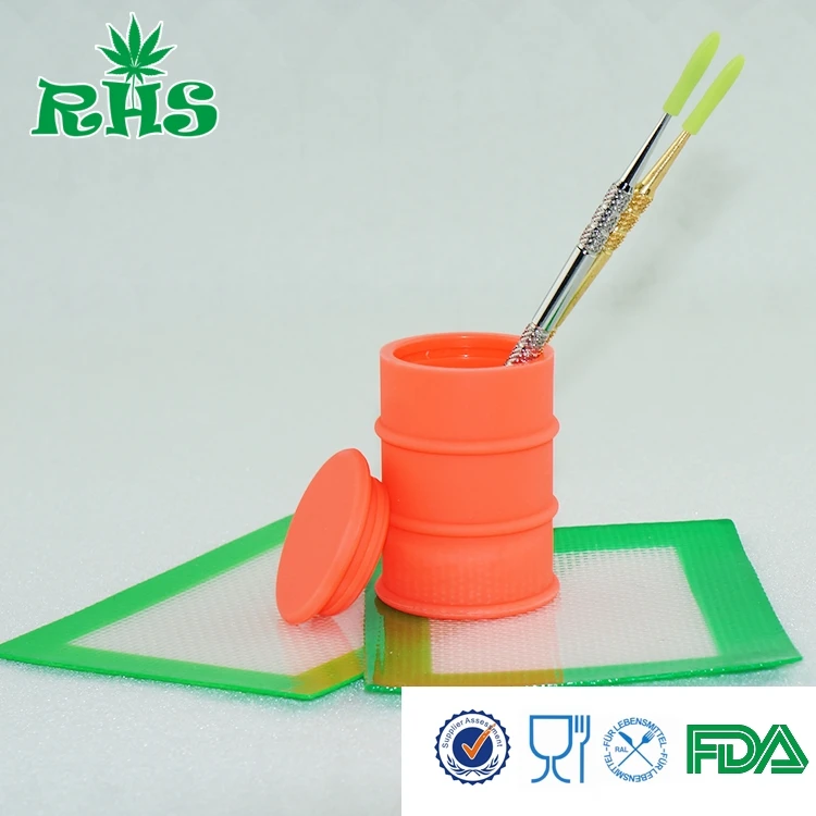 Hot selling 2017 plastic food grade silicone cosmetic container for wax 26ml oil 1set free shipping | Дом и сад