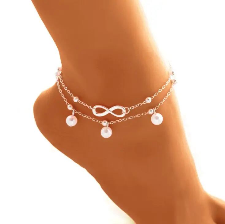 

Vintage Antique Silver Color Anklet Women Big Blue Stone Beads Bohemian Ankle Bracelet cheville Boho Foot Jewelry free shipping