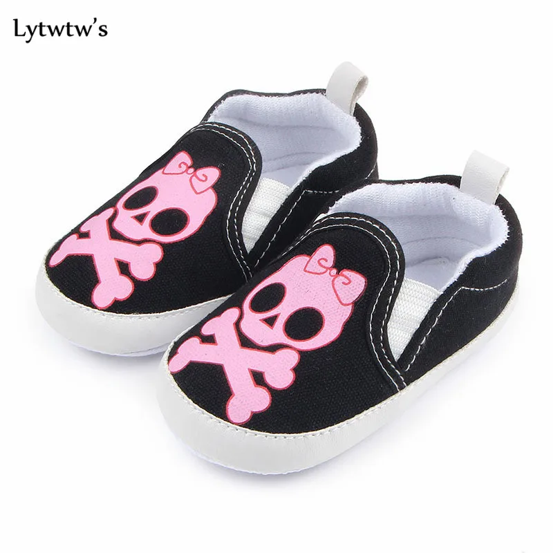 

1 Pairs Lytwtw's Children Kids Girls Boys Skull Shoes Non-Slip First Walkers Newborn Flag Baby Toddlers