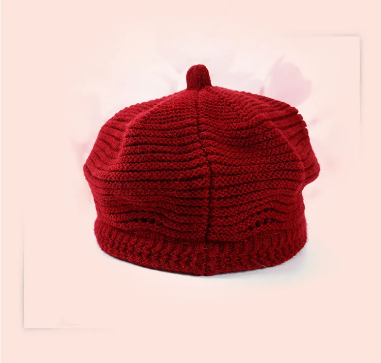 2018 Autumn And Winter New Cap Fashion Knit Shade Octagonal Beret Wild Art Painter Hat Soild Color ACI71 (10)