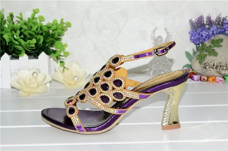 Korean Style Diamond Crystal Luxury Sandals High Heels Roman Womens Purple Evening Shoes Plus Size 11 Fashion 2016 Summer11