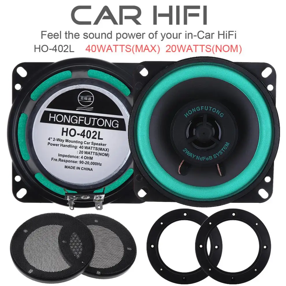 2pc 4 Inch 40W Car HiFi Coaxial Speaker Vehicle Door Auto Audio Music