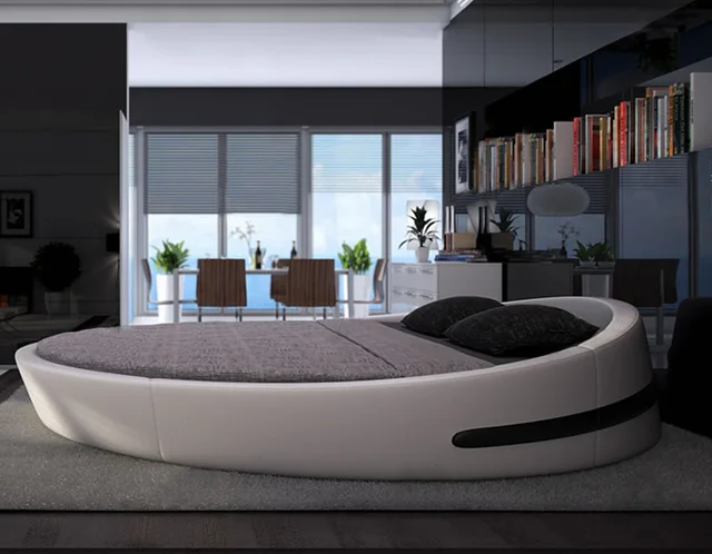 Mybestfurn Italy Design Luxury Large Size Round Bed Top Grain Mybestfurn Italy Design Luxury Large Size Round Bed Top Grain Leather Soft Villa