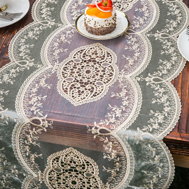 Vintage Velvet Embroidery Table Runner P38-5