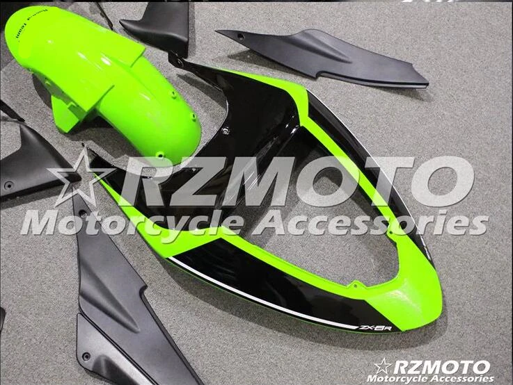 Мотоциклетный обтекатель abs комплект для Kawasaki Ninja ZX6R 636 2005 2006 корпусные детали плесень черный зеленый ACEKITS Магазин № 0052