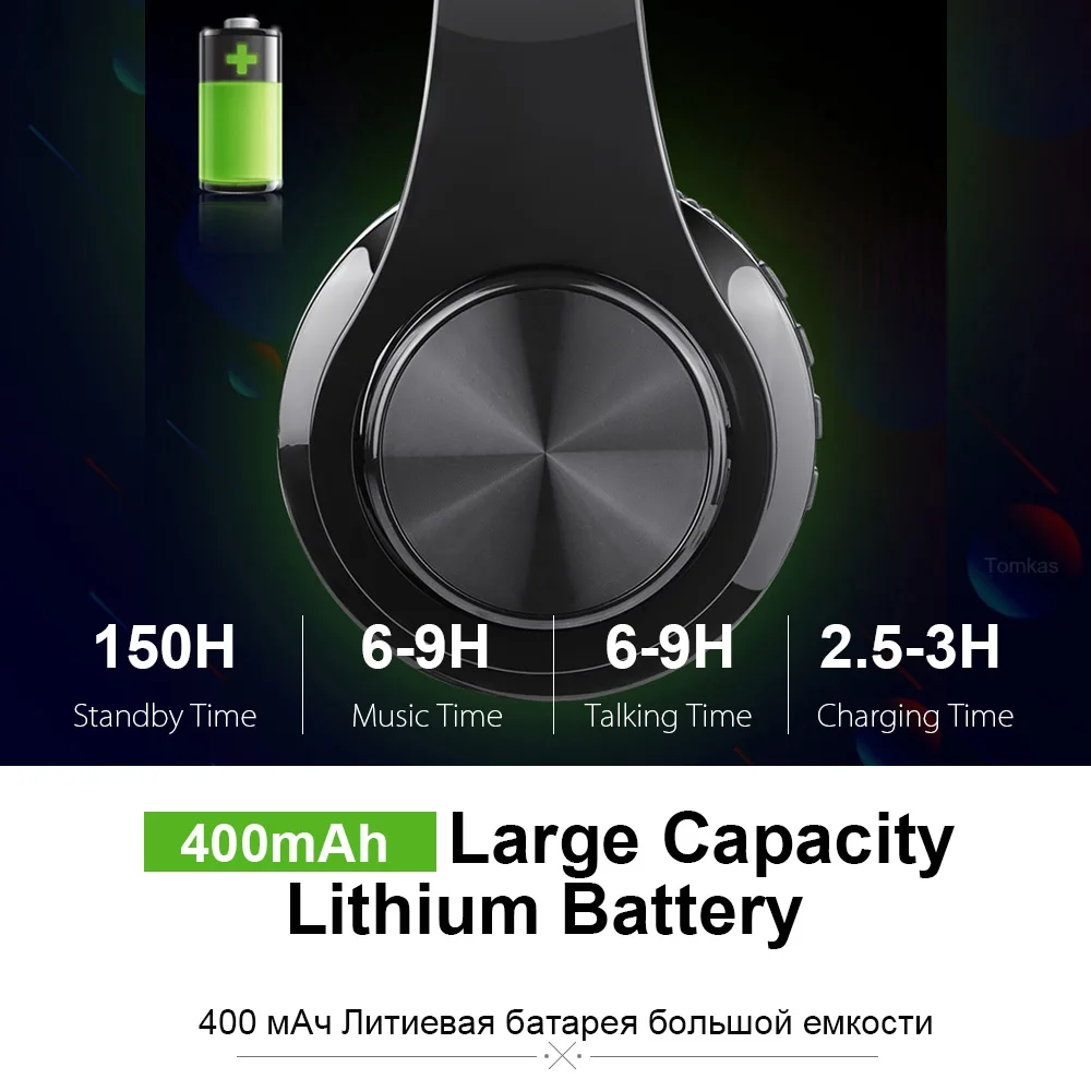 TOMKAS Bluetooth Headphone Wired Wireless Headphones Bluetooth Headset Foldable Stereo Gaming Earphones With Mic Support TF Card
