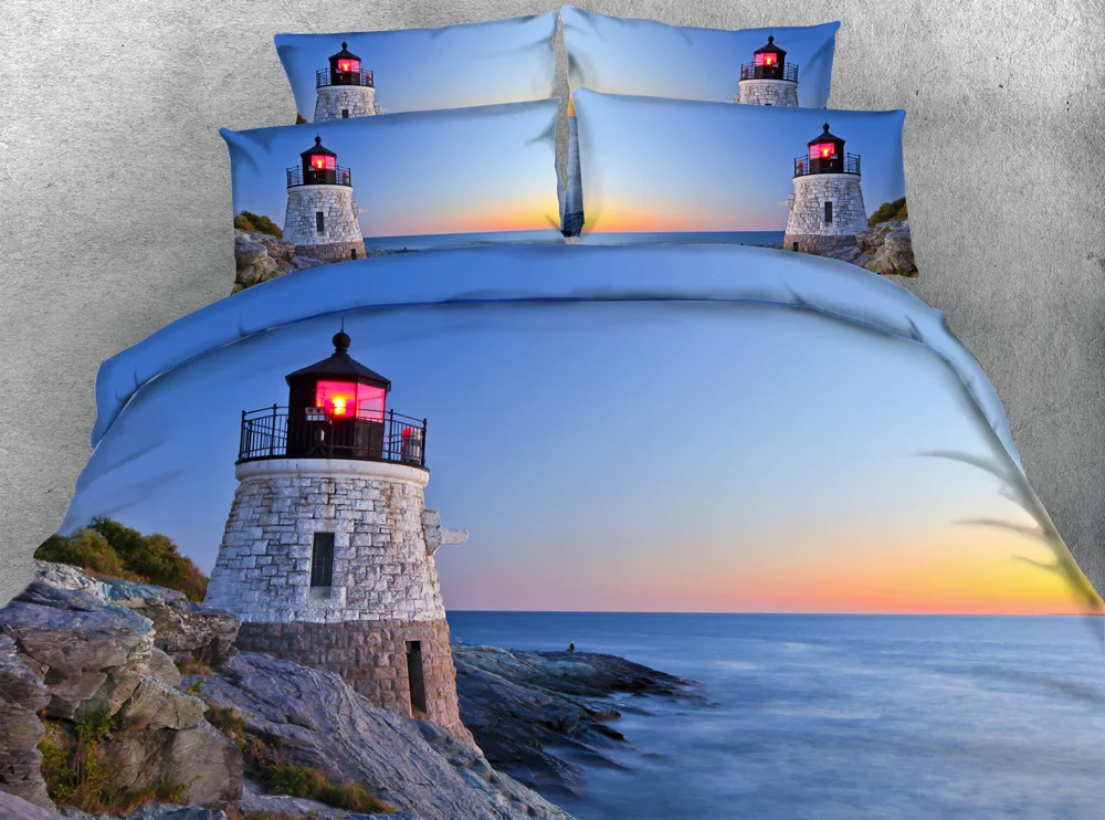 JF 008 Double bedding sets king size Lighthouse, rocks and blue sea