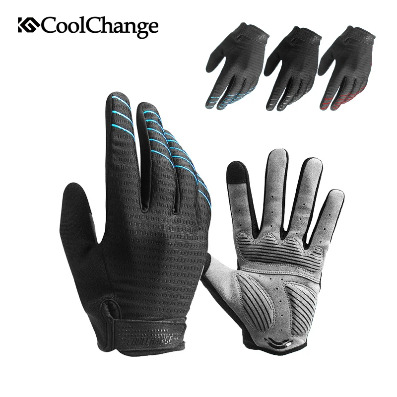 CoolChange Cycling Gloves Sponge Pad Long Finger Sport Touch Screen Gloves Bike Shockproof Motorcycle Man Woman Bicycle Glove