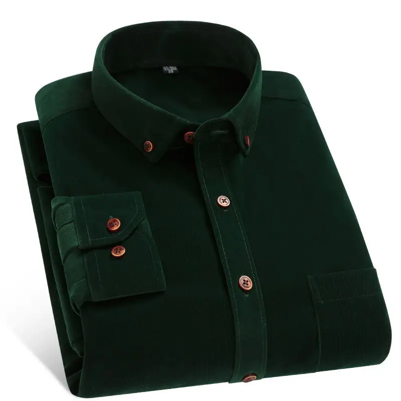 Мужская Вельветовая рубашка camisa однотонная Мягкая Повседневная с длинным