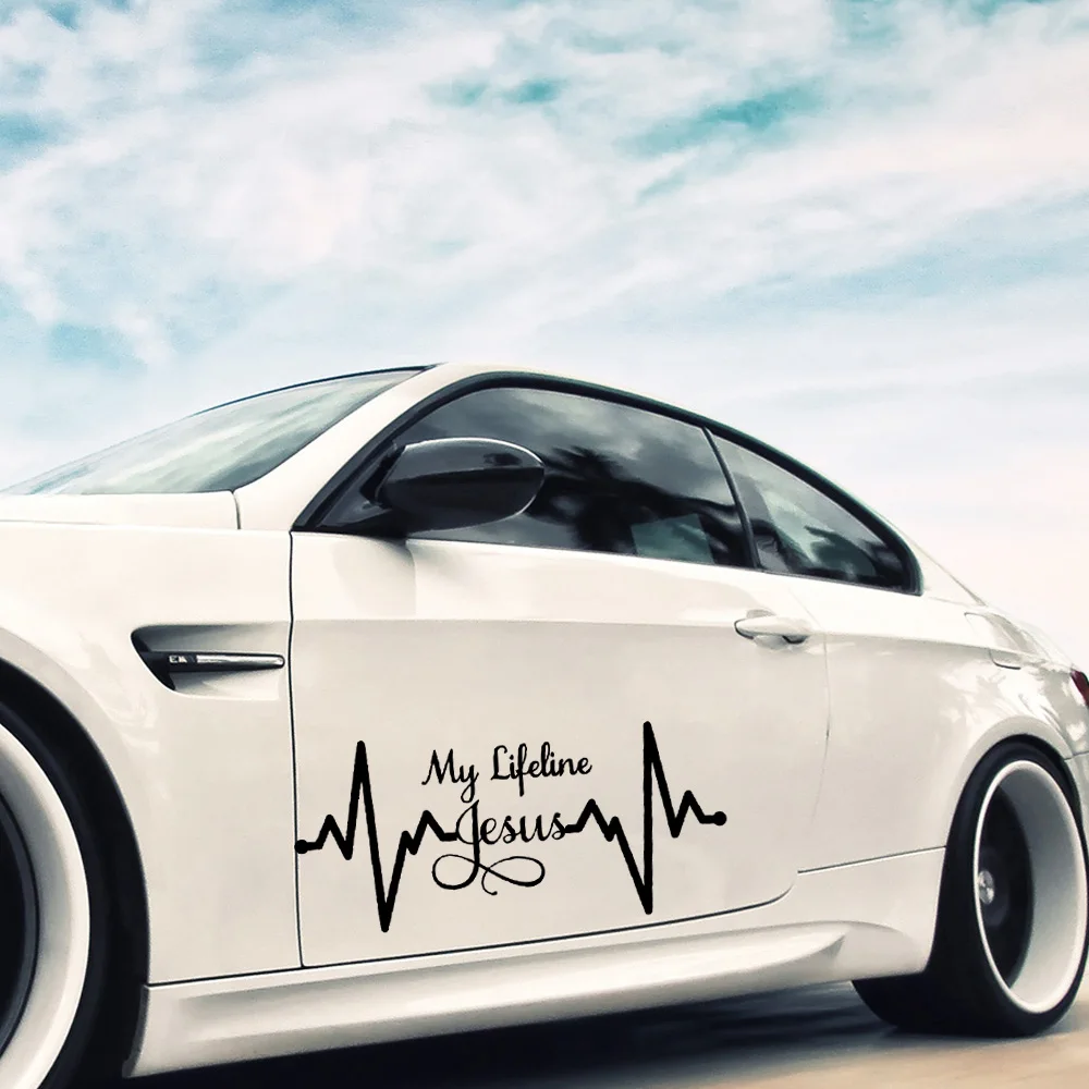 

NEW Electrocardiograph my life line Jesus Stickers Car Personalized Car Stickers Motorcycle Decals
