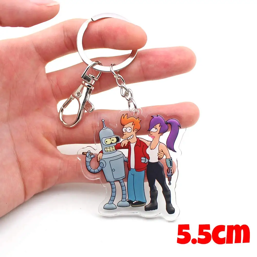 

POFUNUO Cartoon Anime Futurama Bender Symbol PVC Handmade Pendant Keychain Keyring Ornament Cosplay Collection Otaku Fans Gift