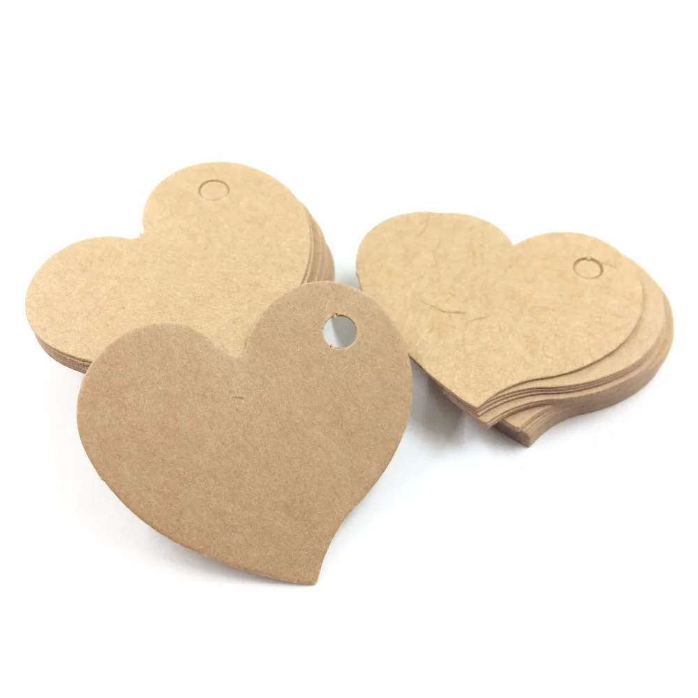 

50pcs New Paper Tags Love Hart Gift Decoration for Wedding/Xmas Note DIY Blank price Hang tag Kraft Gift 50pcs Black Kraft White