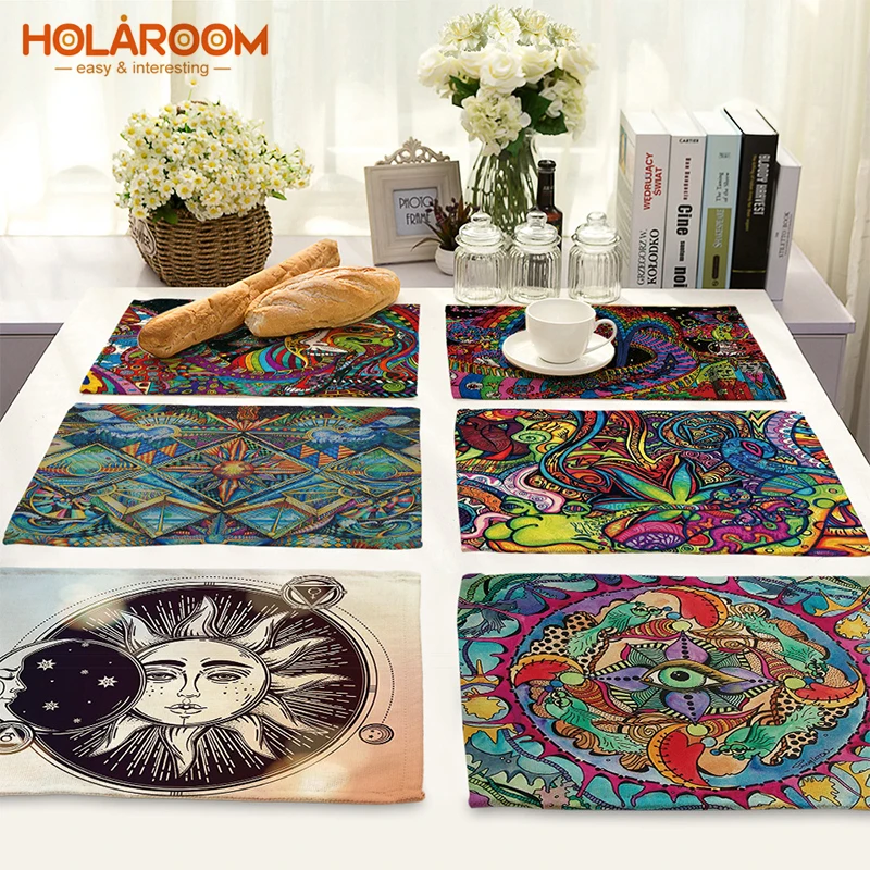 Holaroom Ethnic Style Heat Insulation Table Pads Character