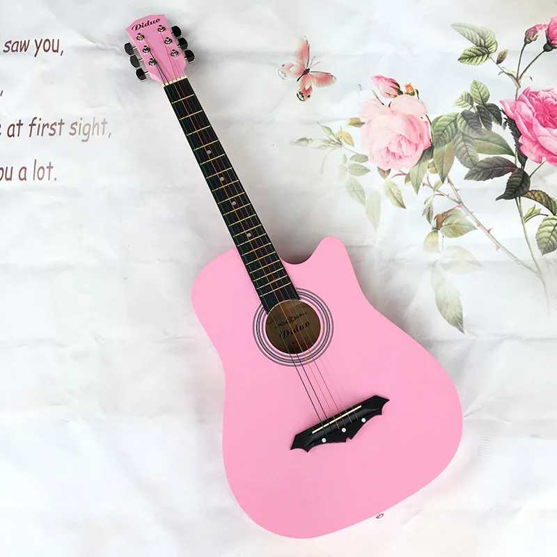 

38 Pink Guitar Strings Guitar Rosewood for Beginner to Practice Timber Color with Picks Accessiories JT09