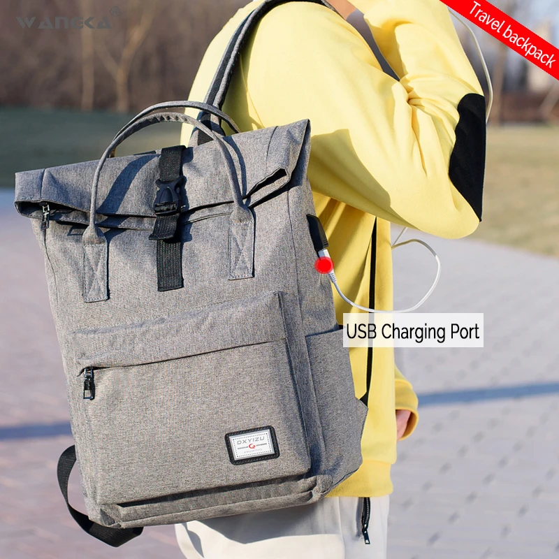 WANGKA горячая Распродажа холщовый рюкзак женские школьные сумки для девочек большая емкость USB зарядка Мужской рюкзак для ноутбука