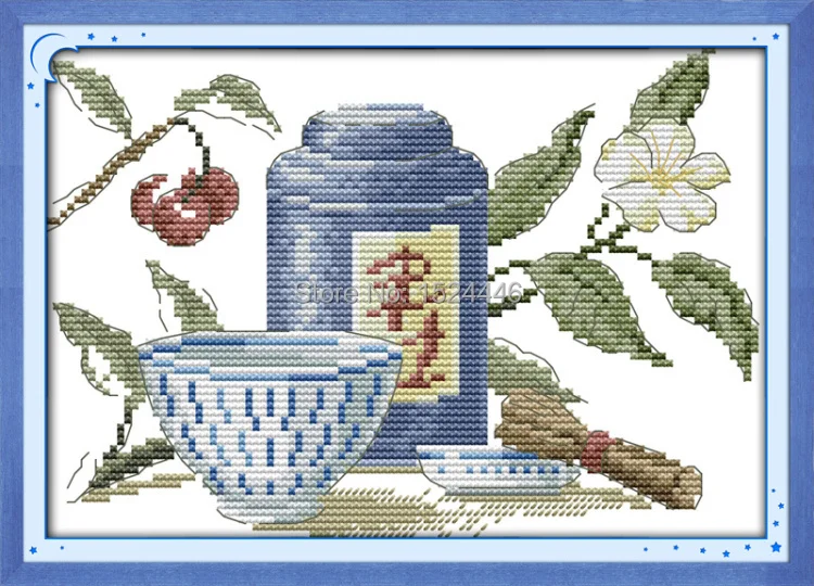 Кофе художественный чай цветы живопись Счетный напечатан на холсте DMC 11CT 14CT Китайская вышивка крестиком наборы для вышивания наборы для рукоделия