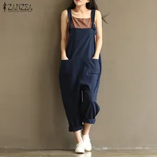 ZANZEA 2018 Casual Rompers Womens Jumpsuits Sleeveless Backless Casual Loose Solid Overalls Retro Strapless Playsuits Oversized