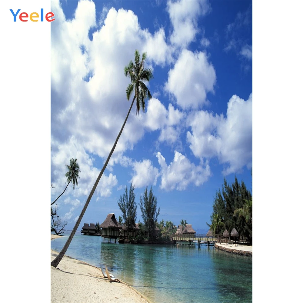 

Yeele Seaside Gazebo Beach Coconut Tree Tropical Photography Backgrounds Personalized Photographic Backdrops For Photo Studio