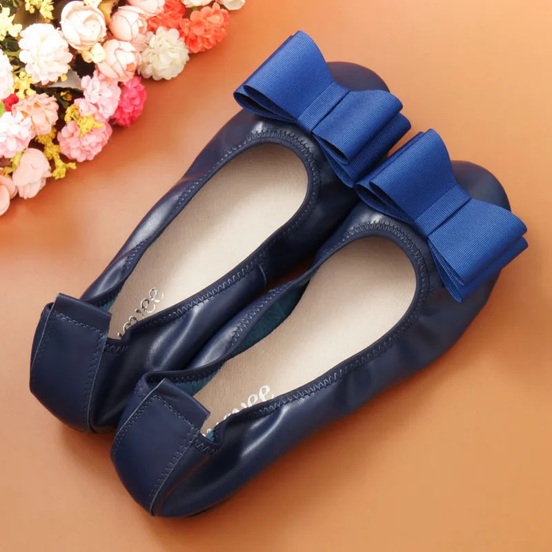 Women Flats 2018 Spring Fashion Vintage Ballerians Bowtie Shallow Mouth Slip-on Ballet Flats Shoes For Women Ladies Casual Shoes (6)