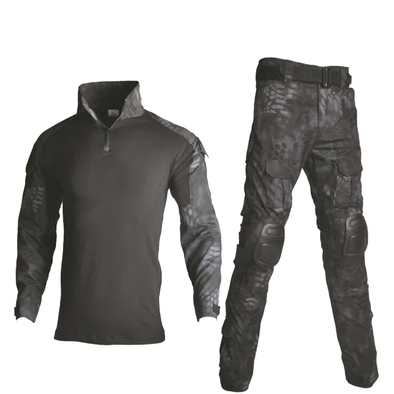  Military Uniform Shirt + Pants With Knee Elbow Pads Outdoor Airsoft Paintball Tactical Ghillie Suit