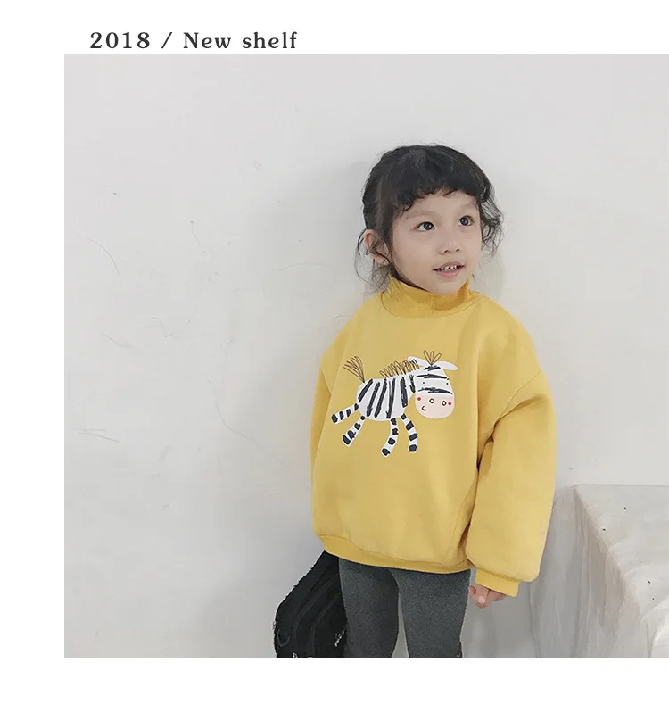Little Monkey High Collar Clothing Kids Sweatshirt Animal Letter Print Pullover Baby Thicken Keep Warm Fashion Girl Sweatshirt