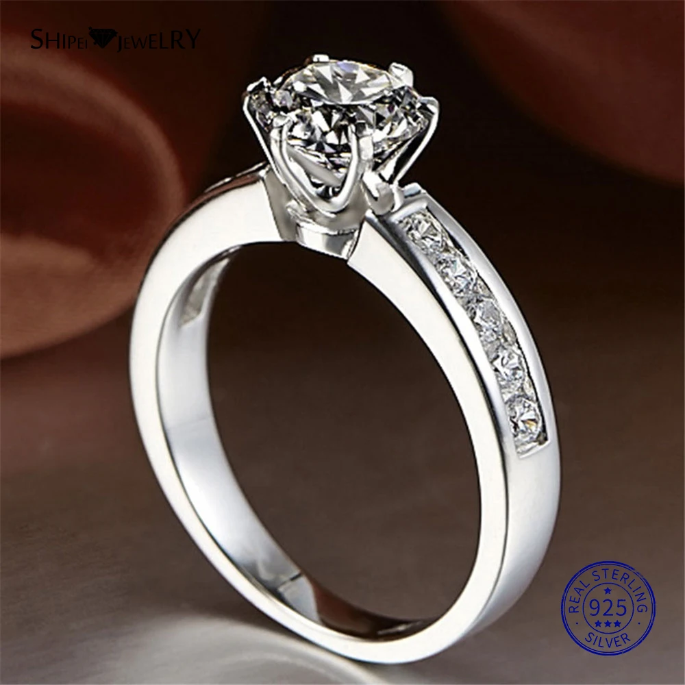 ShiPei, 925 пробы, серебряное кольцо, хорошее ювелирное изделие, 2ct, создан Муассанит, обручальное кольцо для женщин, Подарок на годовщину