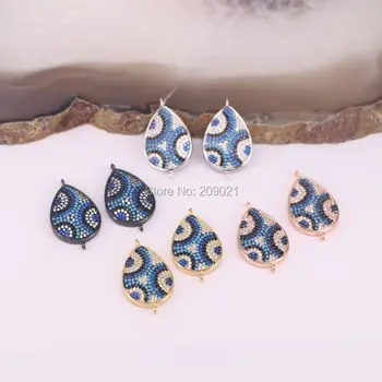 

Fashion 10Pcs Micro Pave CZ Drop Connector Bead, Eye Connector Charm For Bracelet Necklace Jewelry Making