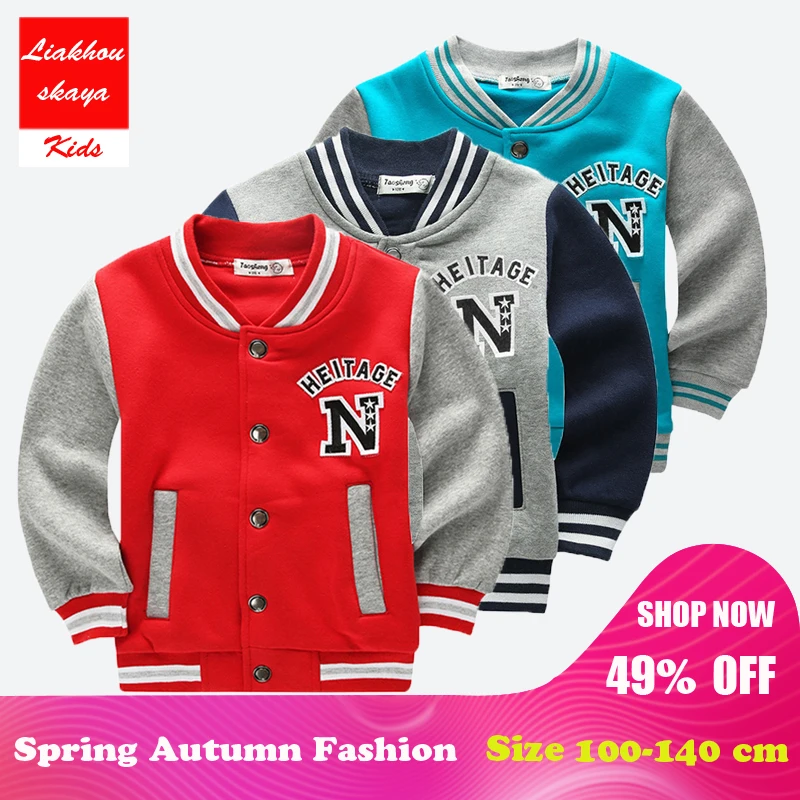 

2018 New Spring Children Kid's Jacket Top Coat Letter Pattern Student Baseball Wear Boys Sweatshirt Girls Hoodies Casual Autumn