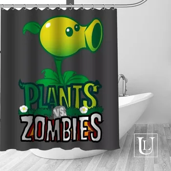 

New arrival Custom Plants vs. Zombies Fabric 100% Polyester Shower Curtain High Quality Washable Bath Decor Waterproof Popular