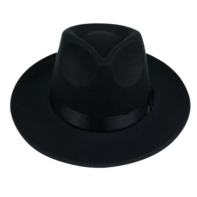 FS Unisex Black Gray Brown Wool Hats Fedora Men Trilby Wide Brim Felt Hat For Women Jazz Cap Panama Autumn Winter Gentleman Hat - Image 5