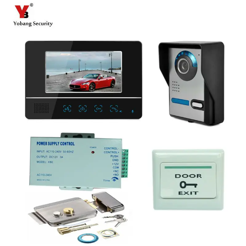 

Yobang Security Freeship 7" LCD monitor Speakerphone intercom Color Video Door Phone doorbell access Control System doorphone