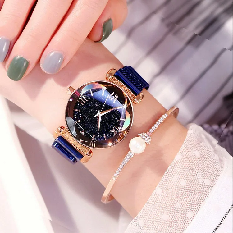 Роскошные женские часы модные магнитные часы Vibrato фиолетовые часы женские наручные часы звездное небо римские цифры подарок часы Топ