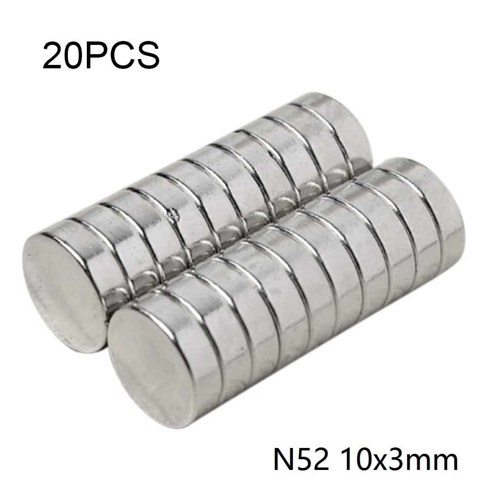 

20pcs N52 Strong Round Disc Permanent Rare Earth Neodymium Magnety for Refrigerator DIY Craft Scientific and Office Multi-use 10x3mm