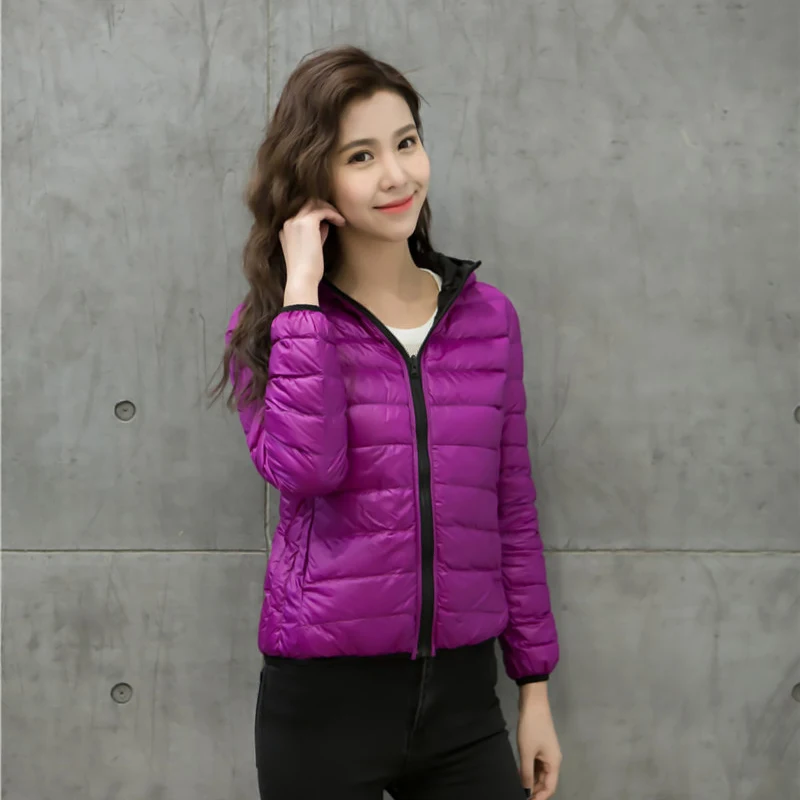 2018 Autumn Winter Women Jacket Double Side Wear Light Thin White Duck Down Female Coat Fashion Women's Outwear Ladies Jackets