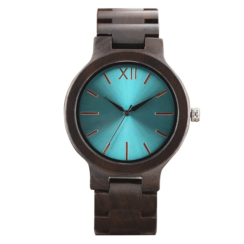 Fashion Cool Green Blue Yellow Men's Full Ebony Watch Bracelet Clasp Creative Unique Design Luxury Male Wood Watch Gift reloj