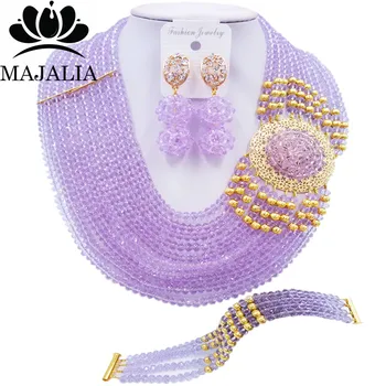

Majalia Fashion Nigeria Wedding African Beads Jewelry Set Lake blue Crystal Necklace Bridal Jewelry Sets Free Shipping 10KP014