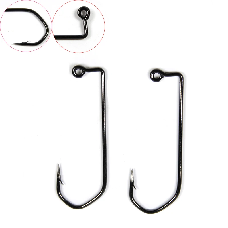 

Bimoo 100PCS Black Nickle 90 Degree Jig Hook High Carbon Steel #1 2/0 3/0 4/0 5/0 6/0 Eagle Claw Nasty Jig Hook