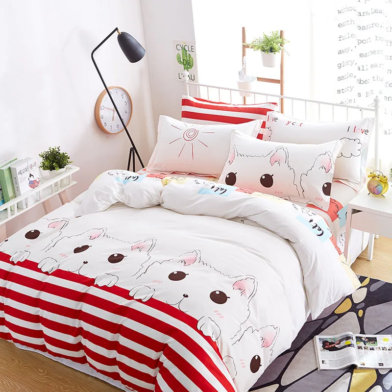 

DIFUNINA Home Textiles 4pcs Cotton Bedding Set Twill Printing Bed Sheet Pillowcase Duvet Cover Bed Linings