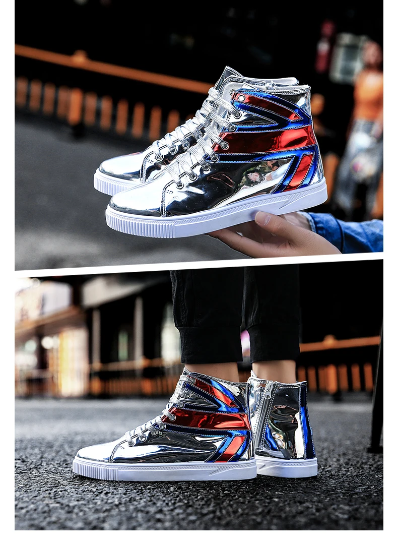 Brand Boots Men Glittering Leather Shoes Fashion Sneakers Waterproof Male Casual Ankle Boot Street Style Canvas Bot (22)