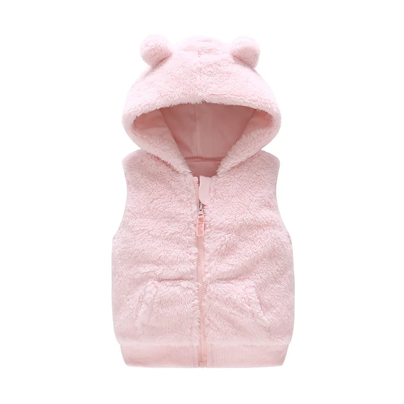 

autumn winter baby clothing pure color cotton hooded zipper casual warm baby girls vests girls winter clothes