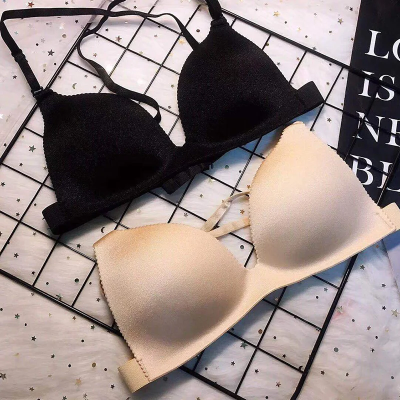 Sexy Bras Push Up Gather Bra For Girls Women Brassiere Wire Free Womens Seamless One Size Solid Colour Fashion