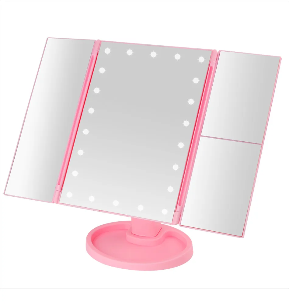 22 светодиодный светильник сенсорный экран зеркало для макияжа 1X/2X/3X/10X увеличительное стекло 3 Складные компактные зеркала Гибкие косметические зеркала