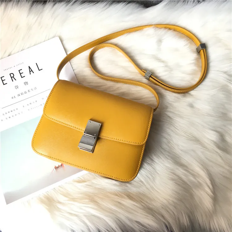 Новая женская сумка Tofu из натуральной кожи, роскошный дизайн, сумка известного бренда, Повседневная модная сумка на одно плечо, высокое качество - Цвет: yellow-small