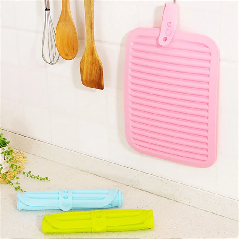 Non-slip Drain Tableware Mat Drying Mat Placemat Kitchen Accessories Table Mat 1PC Silicone Heat Resistant Pad